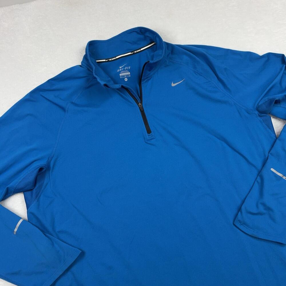 Nike Element Pullover Men XL Blue Mock Neck Dri-FIT Athletic Lightweight Running